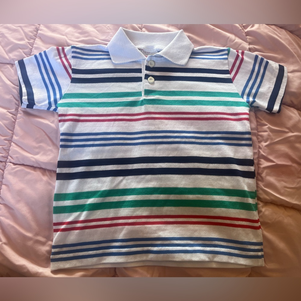 Vintage Healthtex Kids Polo Shirt - Red, Green, Blue Stripes